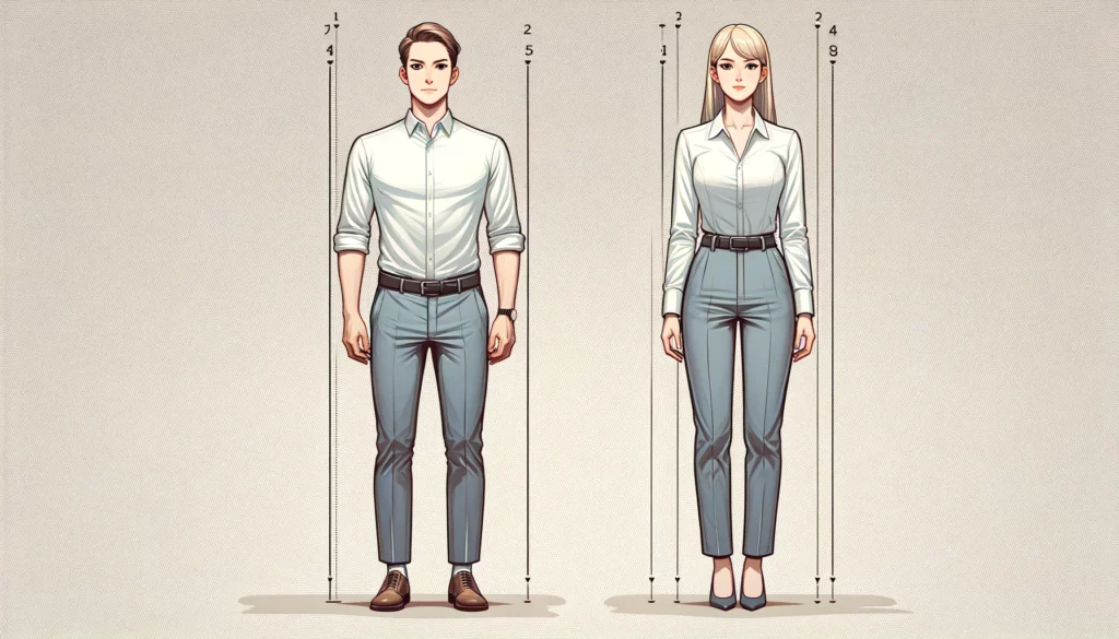 Immagine che mostra una corretta postura per un uomo e una donna.