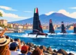 America’s Cup Napoli 2027 con barche a vela sul Golfo di Napoli e Vesuvio sullo sfondo