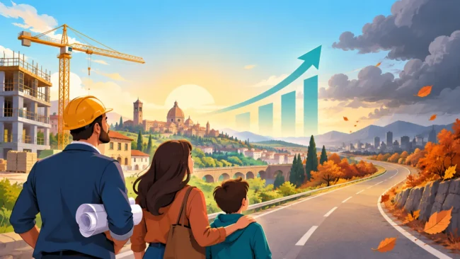 Fiducia di consumatori e imprese italiane in crescita con costruzioni e grafico positivo verso un autunno economico incerto
