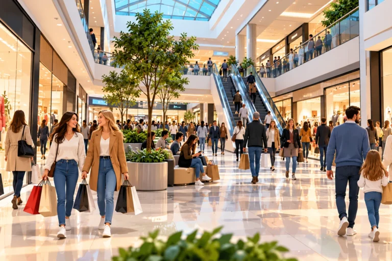Manovra 2027: consumi delle famiglie e acquisti nei centri commerciali Interno di un centro commerciale affollato con famiglie e consumatori che fanno acquisti nei negozi.