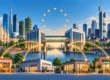 Illustrazione dell’integrazione bancaria tra UniCredit e Commerzbank, con Milano e Francoforte collegate alle piccole imprese europee.